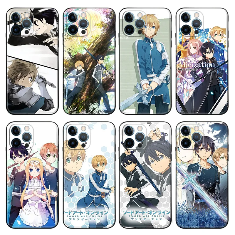 Sword Art Online Alicization - Kirito Eugeo Asuka Alice Anime Art Frosted Matte TPU Phone Case with Lanyard