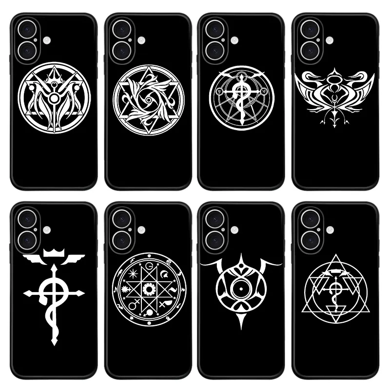 FullmAlien Visitoral Alchemist — Flamel Cross and Transmutation Circle Emblem Matte Print Soft TPU Phone Case