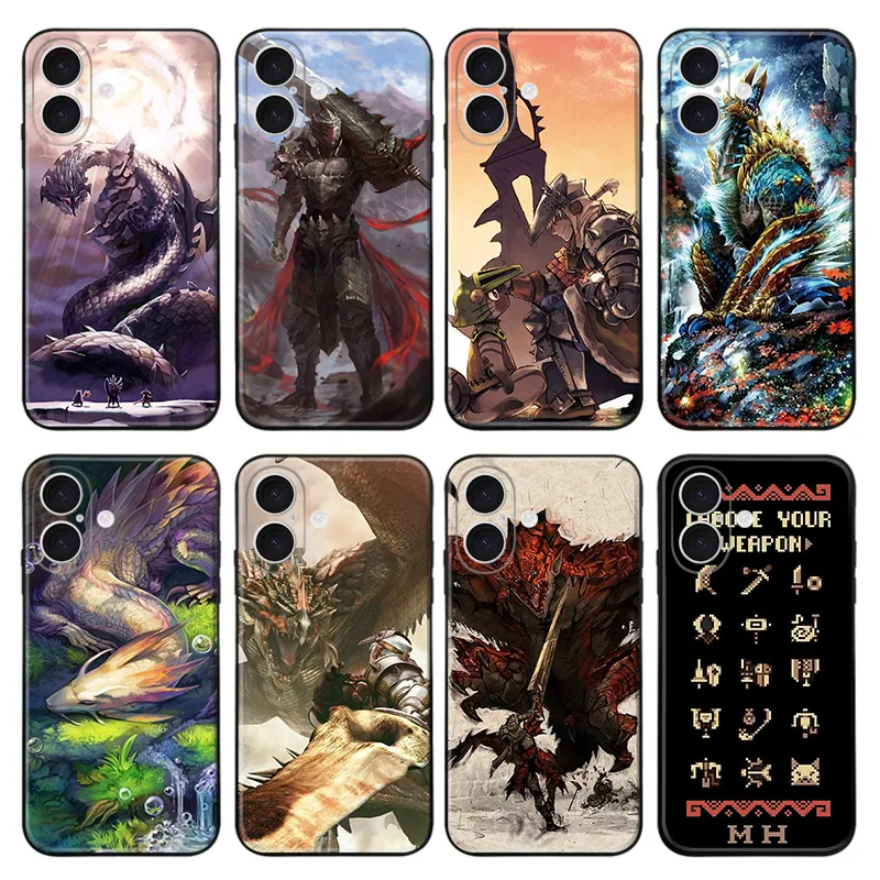 Monster Hunter — Iconic Dragons and Hunter Weapons Graphic Matte Print Soft TPU Phone Case