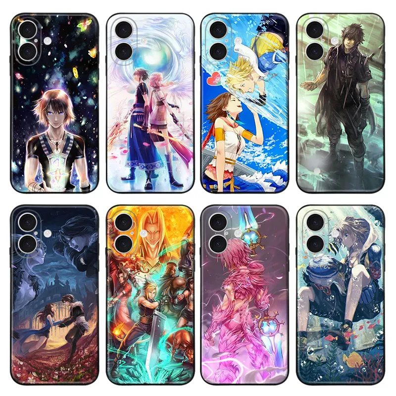 Final Fantasy - Cloud Strife Tidus Yuna Sephiroth Anime Game Frosted Matte TPU Phone Case with Lanyard