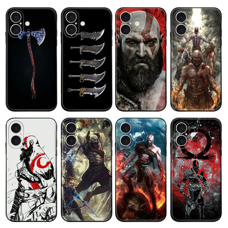 God of War - Kratos Atreus Leviathan Axe Blades of Chaos Game Frosted Matte TPU Phone Case with Lanyard