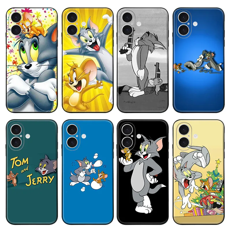 Tom and Jerry - Cute Cartoon Cat and Mouse Classic RAlien Visitorro Art Frosted Matte TPU Phone Case with Lanyard