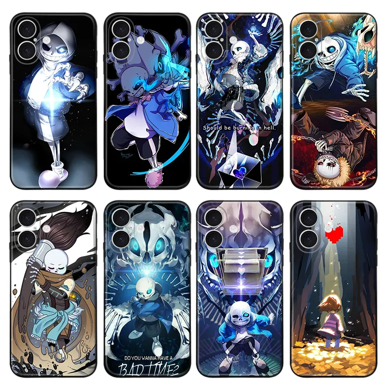 Undertale Sans - Gaster Blaster Ink Sans Bad Time Quote Indie Game Frosted Matte TPU Phone Case with Lanyard