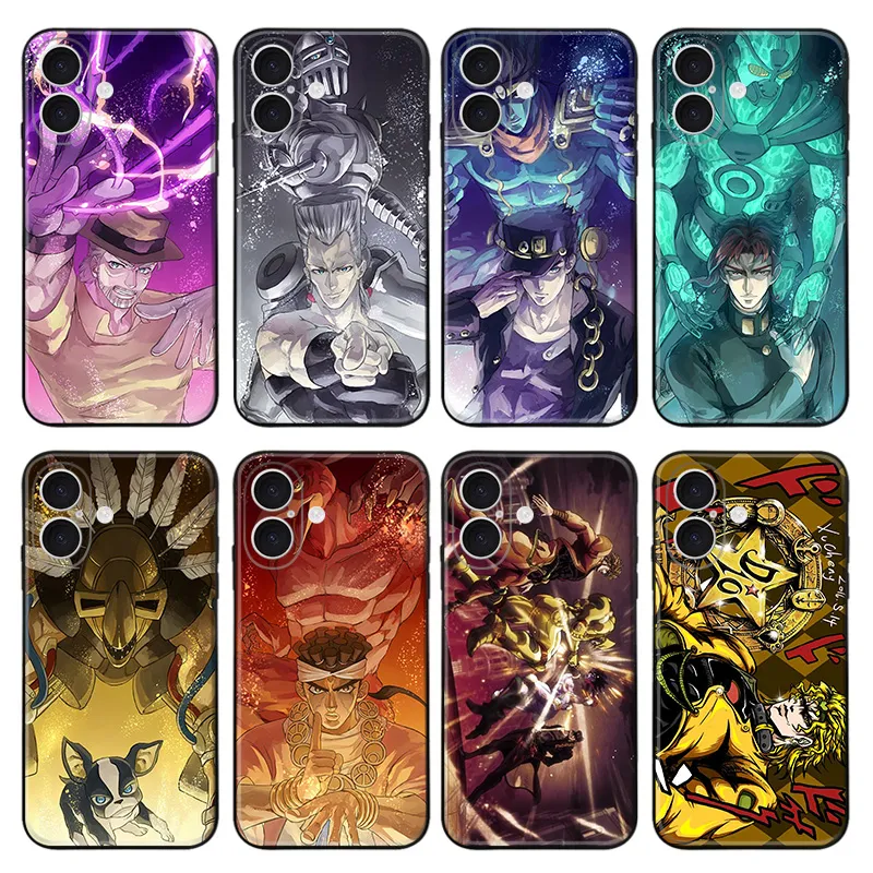 JoJo Stardust Crusaders - Jotaro Dio Kakkyoin Polnareff Stand Art Frosted Matte TPU Phone Case with Lanyard