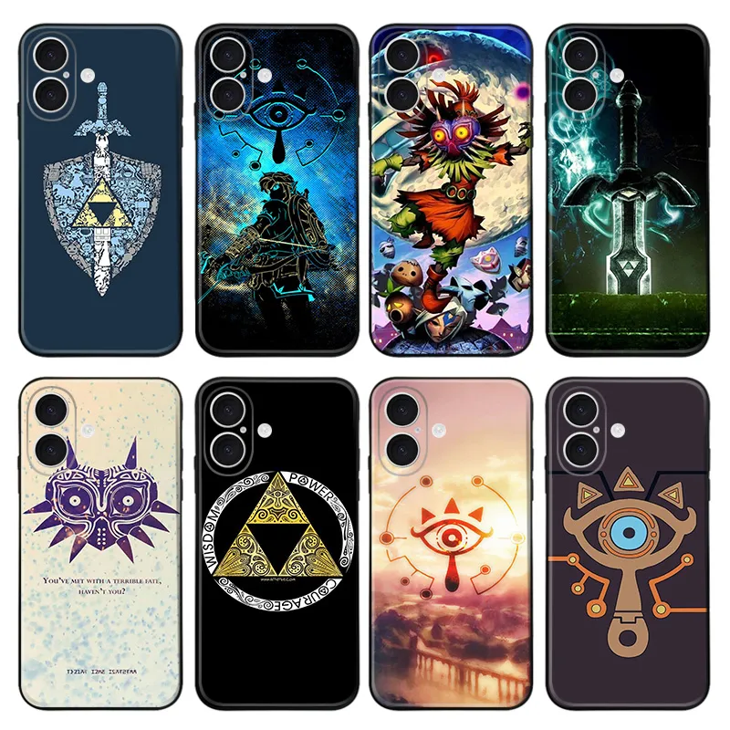 Hyrule Legend - Master Sword Triforce Majora Mask Sheikah Eye Frosted Matte TPU Phone Case with Lanyard