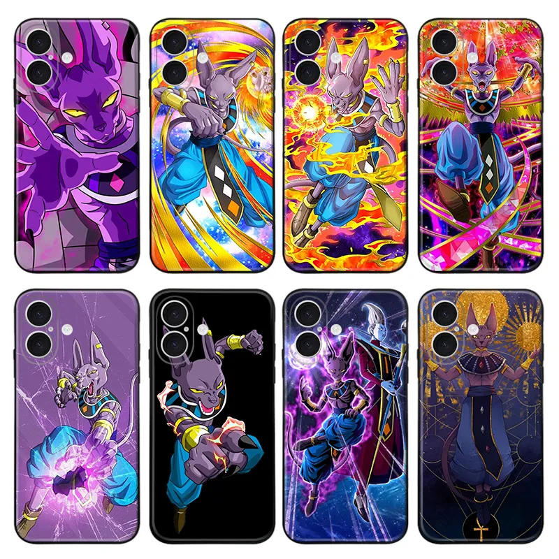 Ki Fighter Beerus - God of Destruction Whis Anime Art Frosted Matte TPU Phone Case with Lanyard