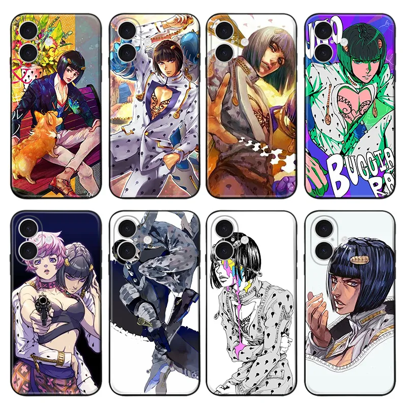 JoJo Bruno Bucciarati - Sticky Fingers Anime Manga Art Frosted Matte TPU Phone Case with Lanyard