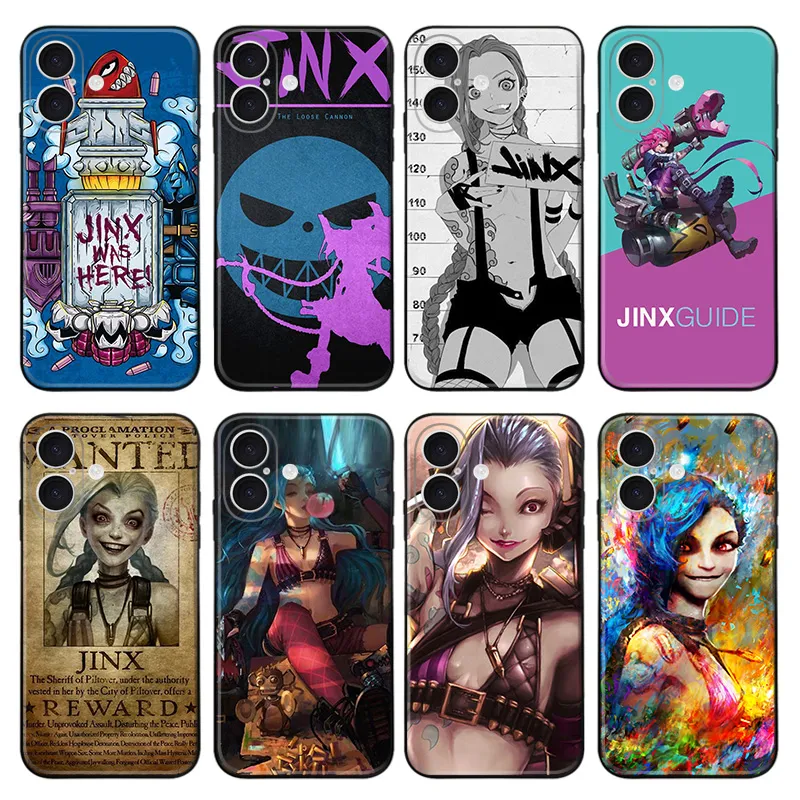 Arcane League of Legends - Jinx Wanted Poster Graffiti Art Frosted Matte TPU Phone Case with Lanyard