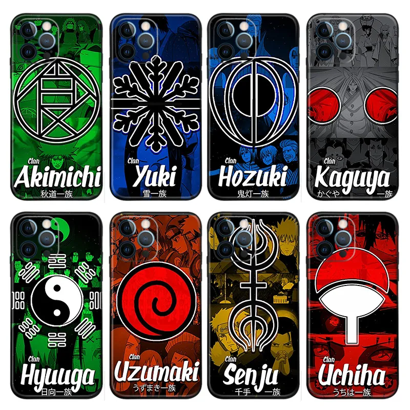 Ninja Anime Ninja Clan Logo - Uchiha Uzumaki Senju Hyuuga Frosted Matte TPU Phone Case with Lanyard