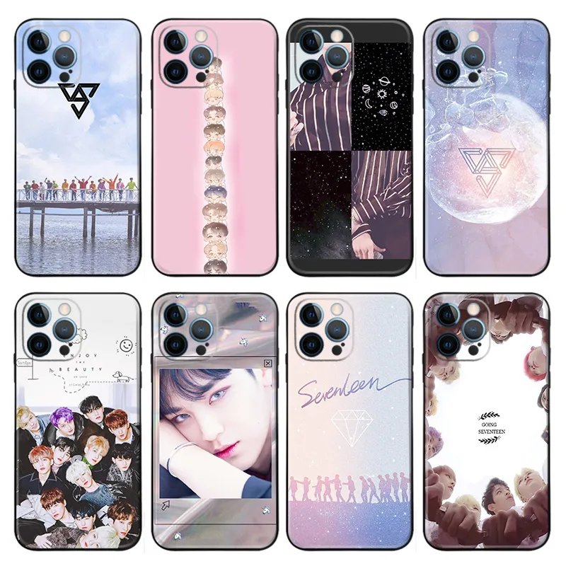 SEVENTEEN - Kpop SVT Woozi Hoshi Mingyu Group Logo Frosted Matte TPU Phone Case with Lanyard