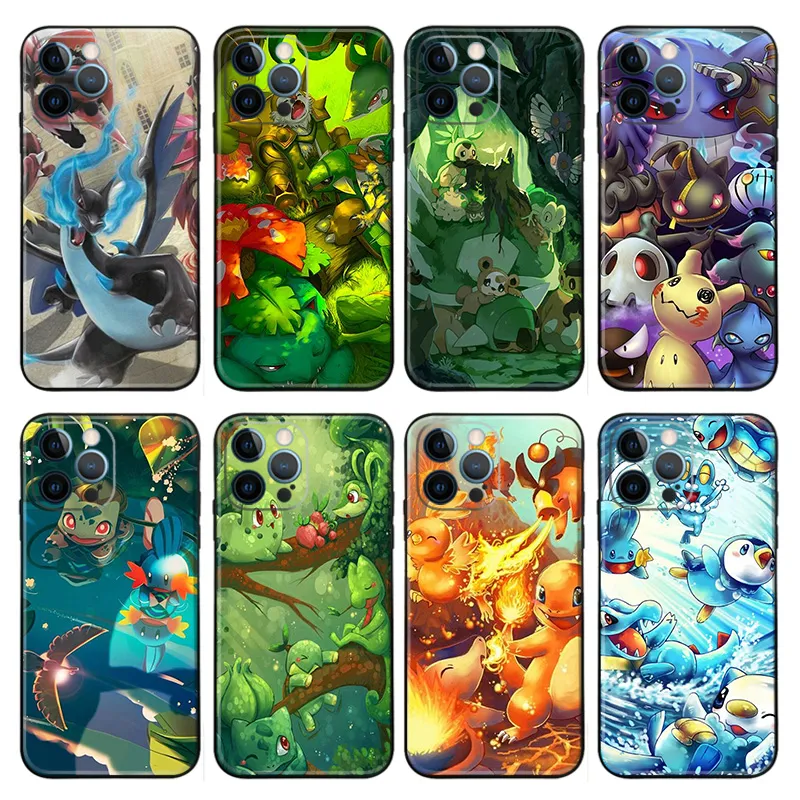 Creature Collection - Mega Charizard X Gengar Bulbasaur Frosted Matte TPU Phone Case with Lanyard