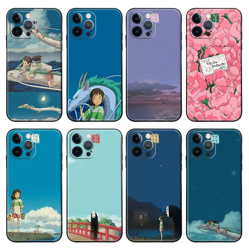 Spirited Away Chihiro and Haku Anime Matte TPU Phone Case with Lanyard Hole