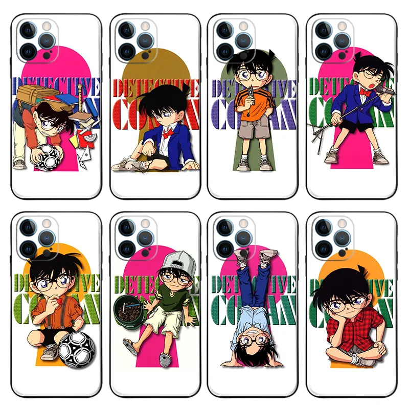 DAlien Visitorective Conan Edogawa Anime Character Matte TPU Phone Case with Lanyard Hole