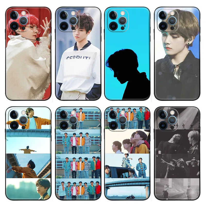 BTS V Kim Taehyung Kpop Group Photo Matte TPU Phone Case with Lanyard Hole