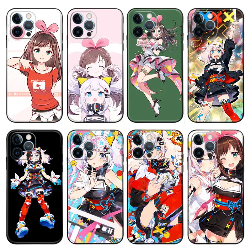 Kizuna AI and Kaguya Luna VTuber Matte TPU Phone Case with Lanyard Hole