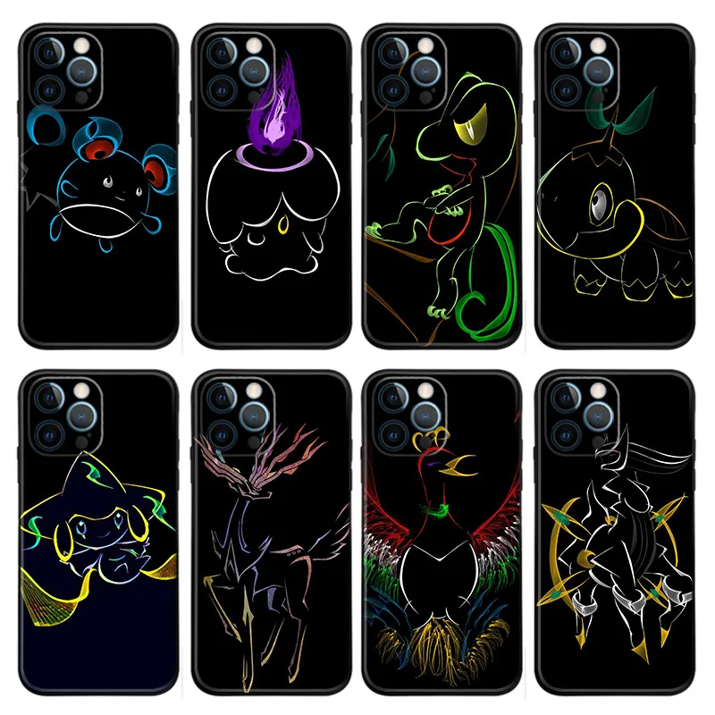 Creature Collection Neon Glowing Outline Matte TPU Phone Case with Lanyard Hole