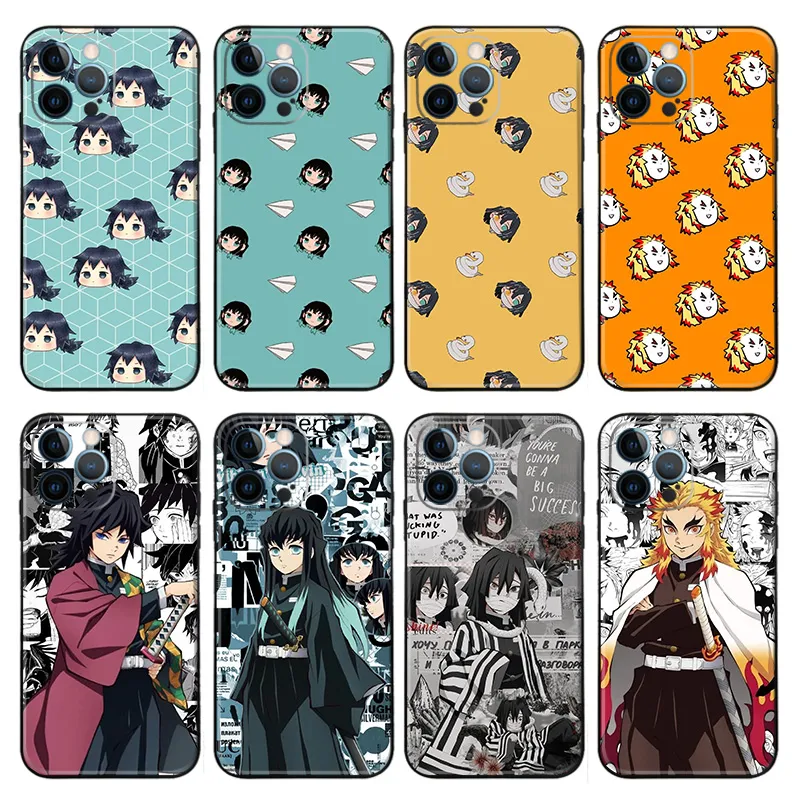 Blade Corps — Giyu Muichiro Obanai & Rengoku Character Portraits & Mini Pattern Matte Printed TPU Phone Case