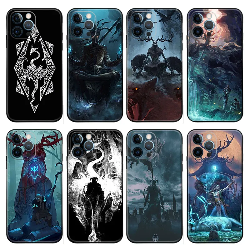 The Elder Scrolls V Skyrim Phone Case — Dragonborn Dragon Logo & Dark Fantasy Art