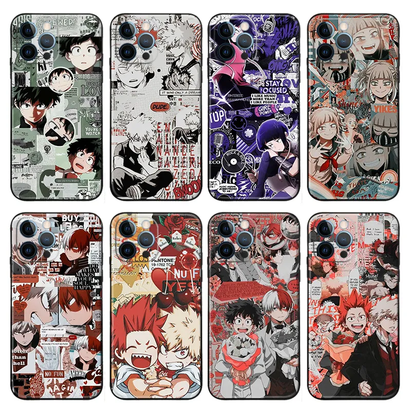 Hero Academy Phone Case — Deku Bakugo Todoroki Manga Collage Art