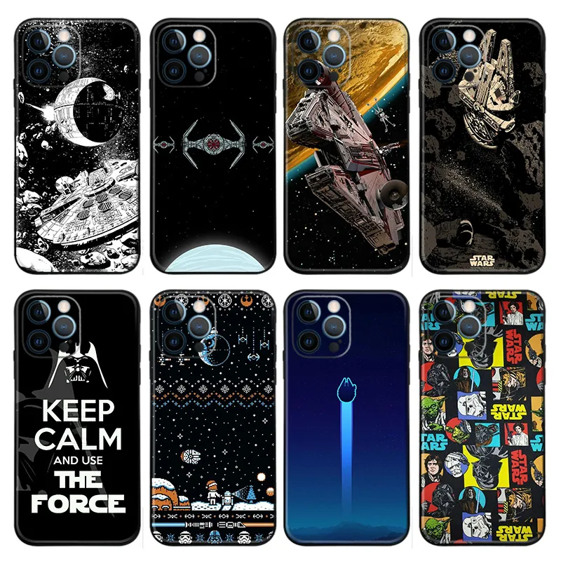 Galaxy Wars Phone Case — Millennium Falcon Death Star & Darth Vader Graphics