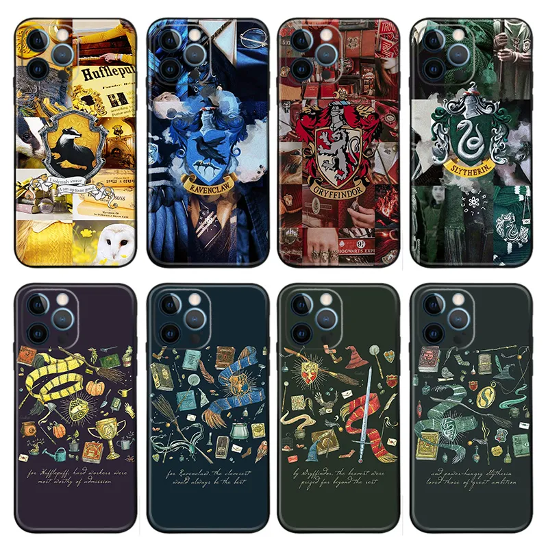 Wizard Tales Phone Case — Gryffindor Slytherin Ravenclaw Hufflepuff House Crests