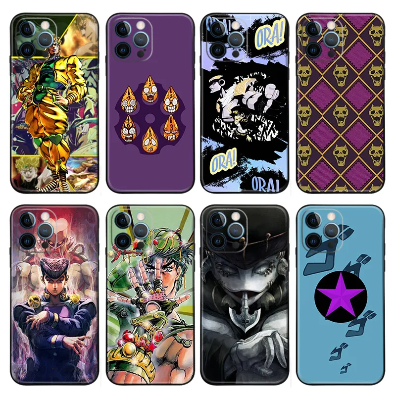 JoJo Anime Characters Mashup Matte Printed TPU Phone Case with Lanyard