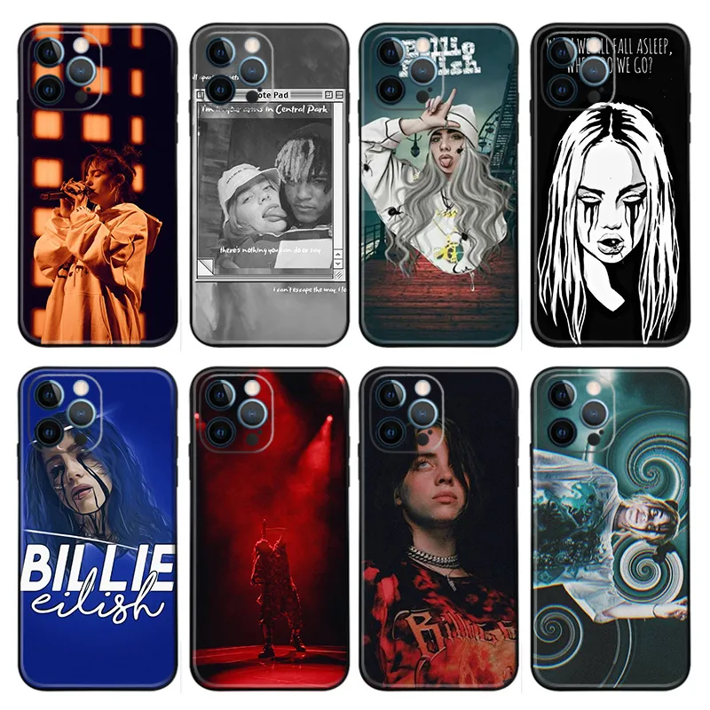 Billie Eilish Pop Music Singer Matte Printed TPU Phone Case with Lanyard