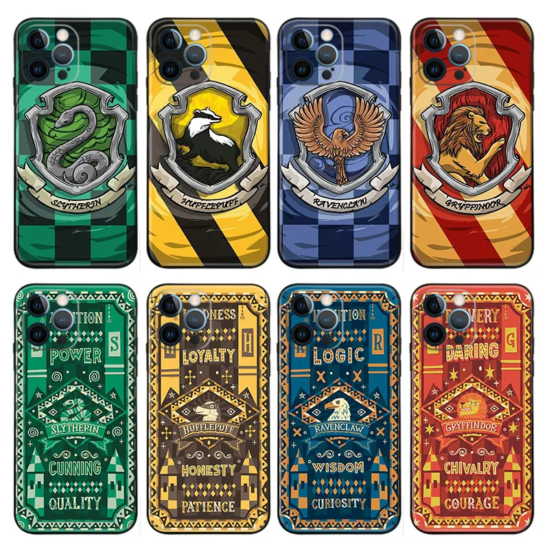 Magic Academy Houses Crest Wizard Tales Movie Matte Printed TPU Phone Case with Lanyard