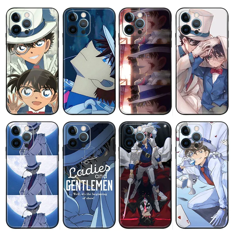 Kaito Kid DAlien Visitorective Conan Anime Matte Printed TPU Phone Case with Lanyard