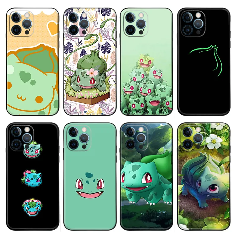 Bulbasaur Creature Collection Cute Green Matte Printed TPU Phone Case with Lanyard
