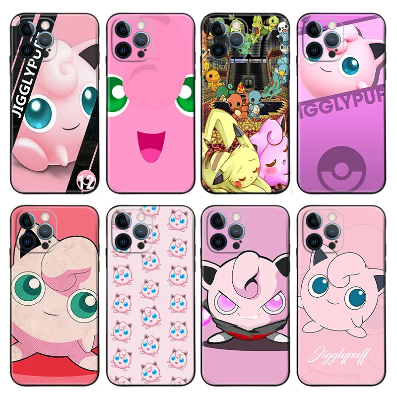 Jigglypuff Creature Collection Cute Pink Matte Printed TPU Phone Case with Lanyard