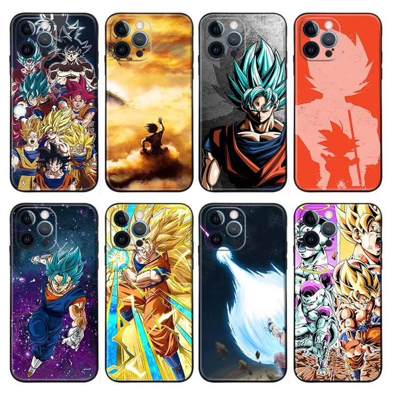 Goku Ki Fighter Anime All Forms Matte Printed TPU Phone Case with Lanyard