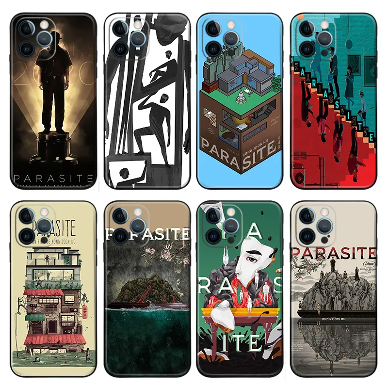 Parasite Movie Artistic Matte Printed TPU Phone Case with Lanyard