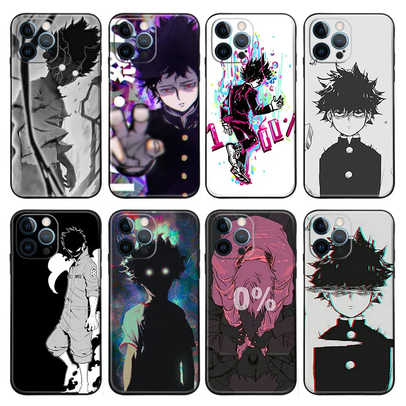Mob Psycho 100 Shigeo Kageyama Anime Matte Printed TPU Phone Case with Lanyard