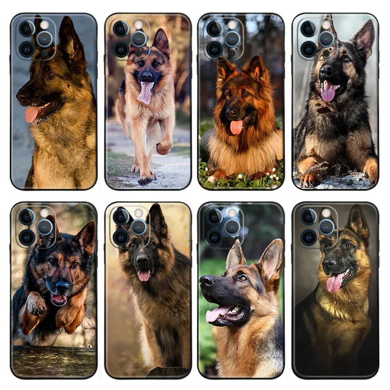 German Shepherd Dog Matte Printed TPU Phone Case with Lanyard