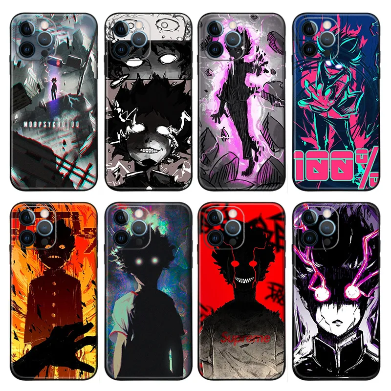 Mob Psycho 100 Shigeo Kageyama Anime Matte Printed TPU Phone Case with Lanyard