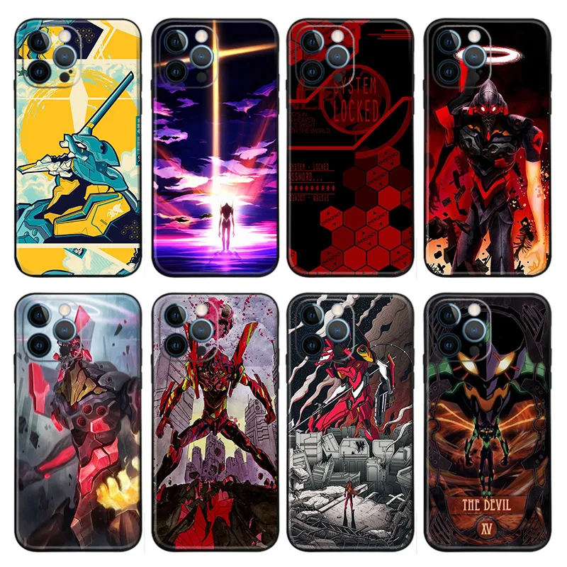 EVA Anime Mecha Anime Matte Printed TPU Phone Case with Lanyard