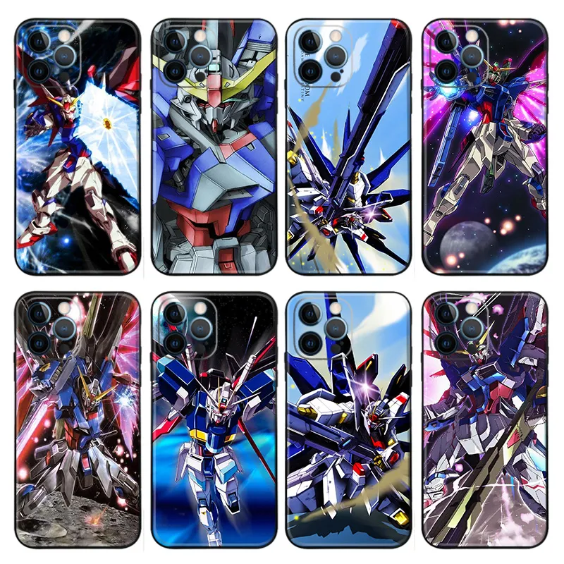 Gundam Mecha Anime Matte Printed TPU Phone Case with Lanyard