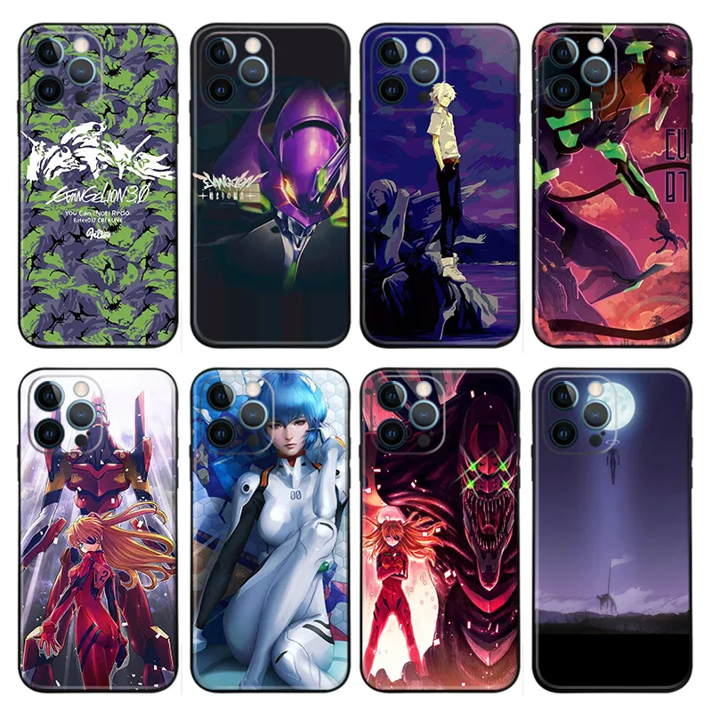 EVA Anime Anime Matte Printed TPU Phone Case with Lanyard