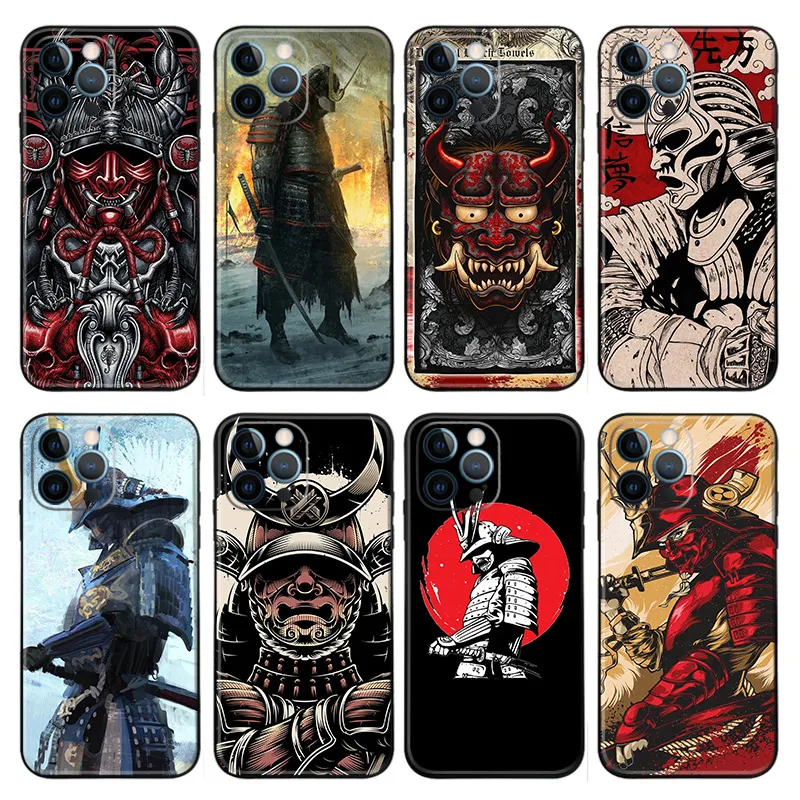 Japanese Samurai & Oni Mask — Red Armor Skull Warrior Phone Case