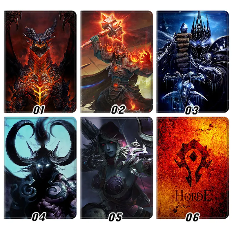 World of Warcraft Lich King Illidan Sylvanas Horde Gaming Trifold Stand Tablet Case
