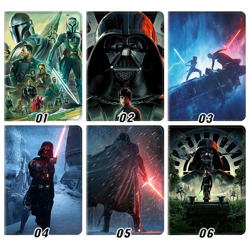 Galaxy Wars Darth Vader Mandalorian Luke Skywalker Trifold Stand Tablet Case