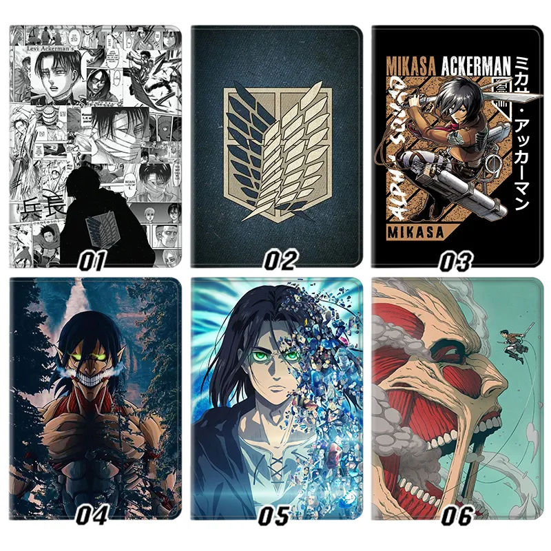 Wall Defense Eren Jaeger Levi & Mikasa Graphic Silk Texture Flip Leather Tablet Case