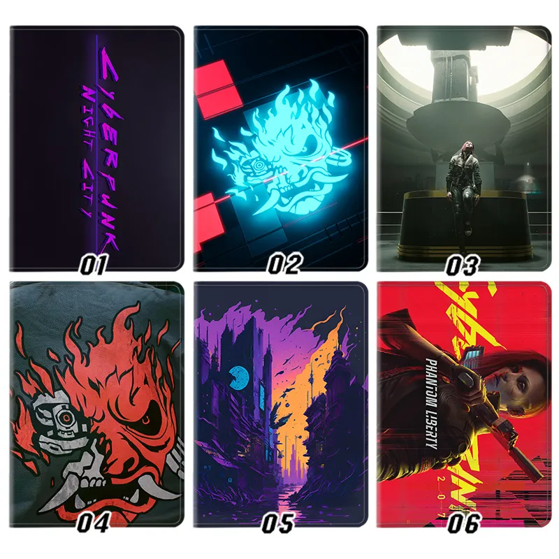 Cyberpunk 2077 Samurai Logo & Night City Graphic Silk Texture Flip Leather Tablet Case