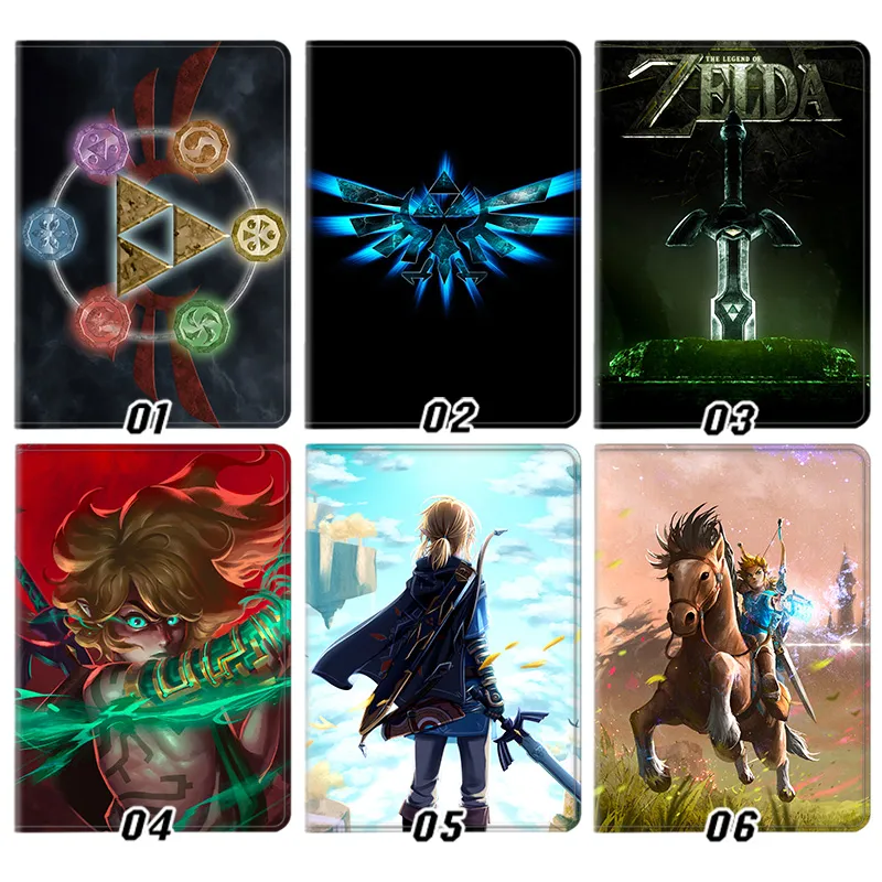 Hyrule Legend Link & Master Sword Graphic Silk Texture Flip Leather Tablet Case