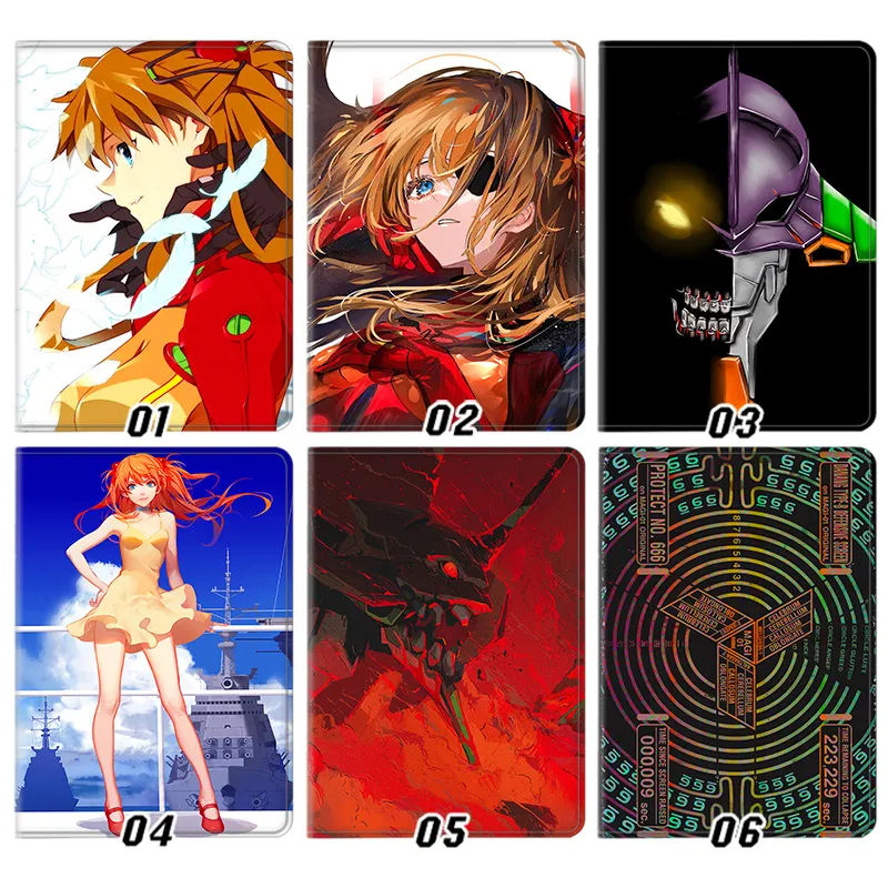 EVA Anime Asuka & Mecha Graphic Silk Texture Flip Leather Tablet Case