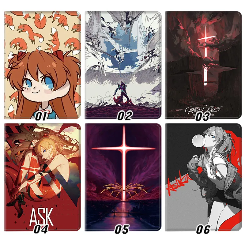EVA Anime Asuka Langley Unit 01 Cross Explosion Anime Graphic Trifold Stand Tablet Case