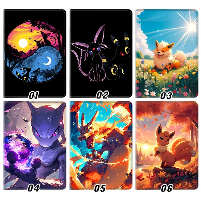 Creature Collection - Charizard Mewtwo Espeon Umbreon Vulpix Anime Artwork Folio Tablet Case
