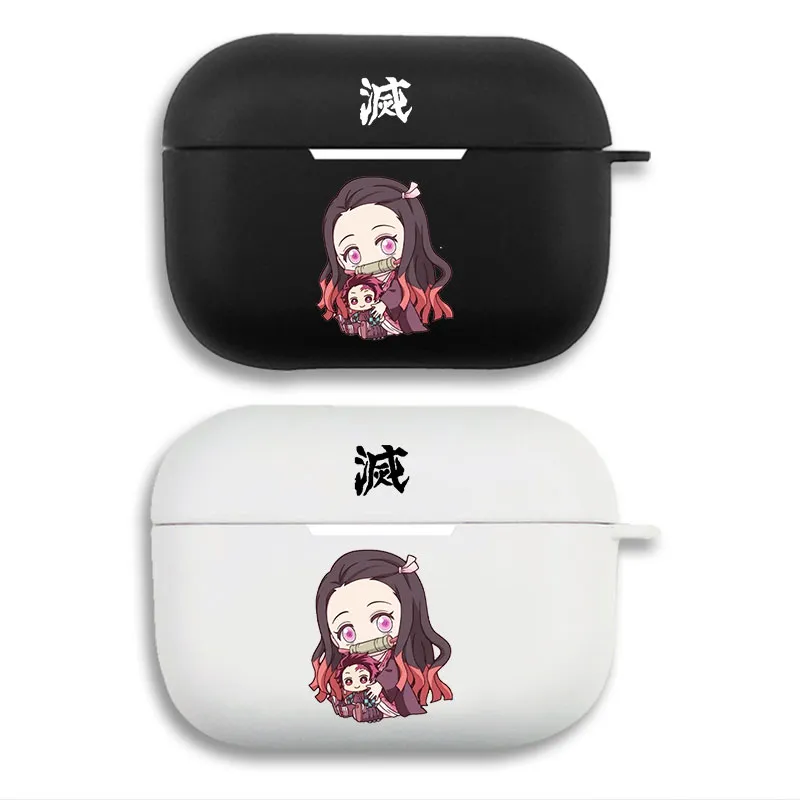 Blade Corps Nezuko and Tanjiro Cute Chibi Graphic Matte Soft Silicone AirPods Case Cover