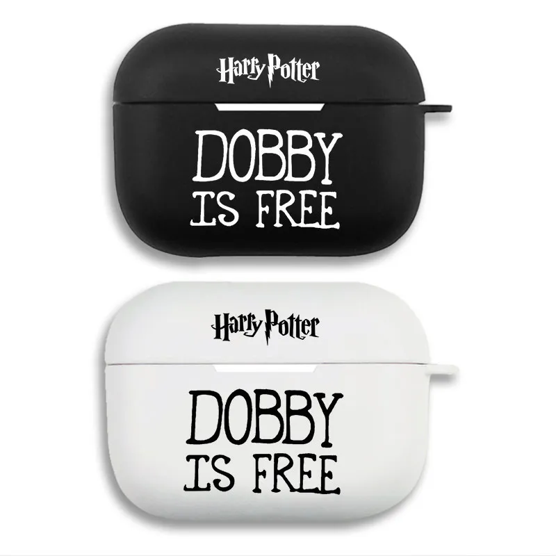 Wizard Tales Dobby Is Free Quote Text Logo Matte Soft Silicone AirPods Case Cover
